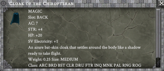 CLOAK OF THE CHIROPTERAN item card